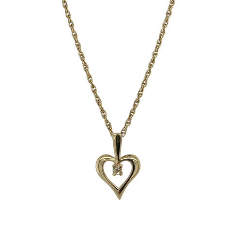 9ct Gold & Diamond Set Open Heart 16