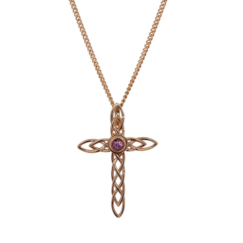 9ct Gold & Pink Sapphire Set Clogau Celtic Cross 18