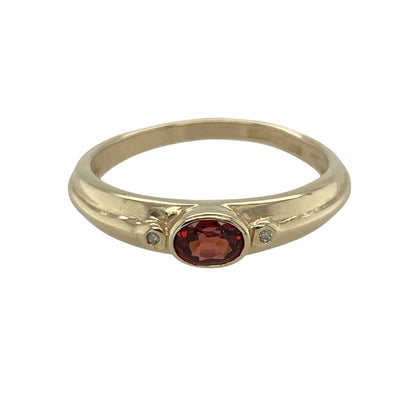 9ct Gold Diamond & Garnet Set Band Ring
