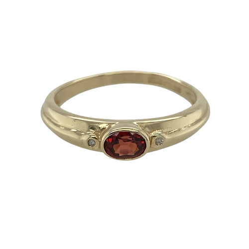 9ct Gold Diamond & Garnet Set Band Ring