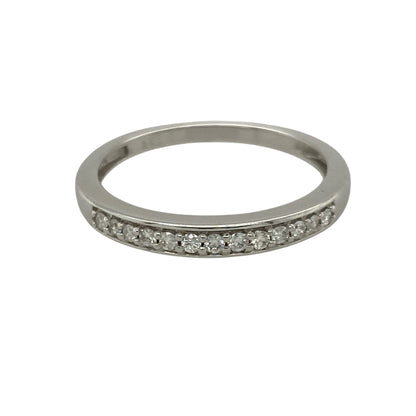 9ct White Gold & Diamond Set Band Ring
