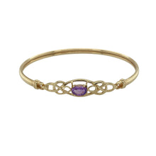 Load image into Gallery viewer, 9ct Gold &amp; Amethyst Set Celtic Knot Bangle

