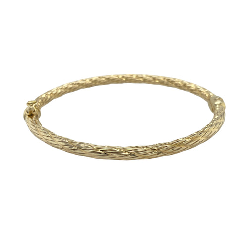 9ct Gold Twisted Patterned Hinged Bangle