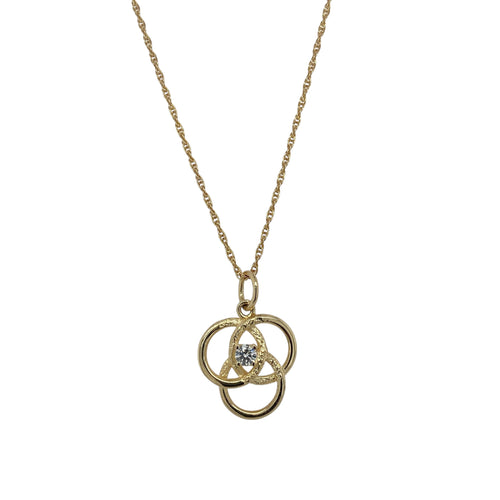 9ct Gold & Cubic Zirconia Set Triple Circle Overlapping 18