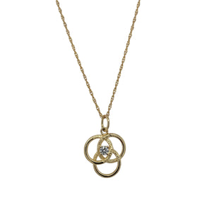 9ct Gold & Cubic Zirconia Set Triple Circle Overlapping 18" Necklace
