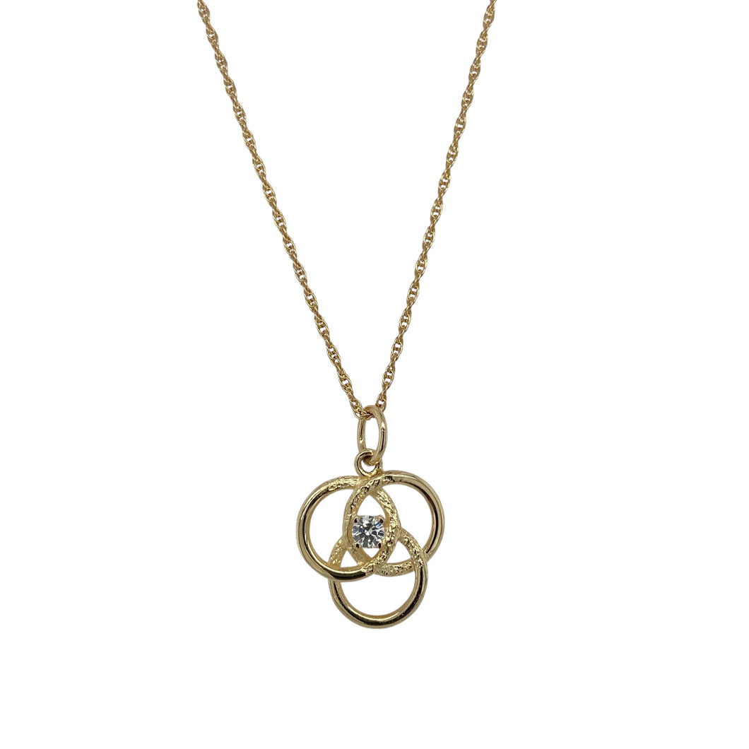 9ct Gold & Cubic Zirconia Set Triple Circle Overlapping 18