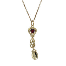 Load image into Gallery viewer, 9ct Gold &amp; Garnet Set Welsh Lovespoon 18&quot; Necklace
