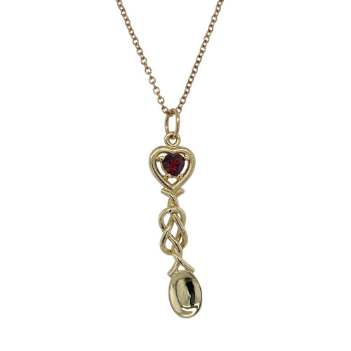 9ct Gold & Garnet Set Welsh Lovespoon 18