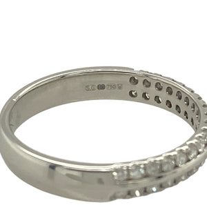 18ct White Gold & Diamond Set Two Row Band Ring