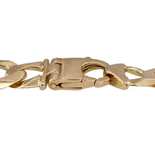 Load image into Gallery viewer, Make a powerful statement with this pre-owned 9ct yellow solid gold curb bracelet, a substantial design with bold presence—perfect for those who appreciate standout jewellery.

Design: The bracelet features classic curb links, measuring an impressive 15mm in width for maximum impact.
Material: Made from solid 9-carat yellow gold, the polished finish enhances the warm tone and ensures lasting durability.

