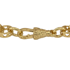 Add bold charm to your collection with this new solid 925 silver heart link bracelet, heavily plated in 9ct gold for a luxurious finish—perfect for everyday style or standout occasions.

Design: The bracelet features distinctive heart-shaped links, each measuring 11mm in width, creating a playful yet elegant design.
Material: Made from solid 925 sterling silver with heavy 9-carat gold plating, combining strength with rich golden shine.
