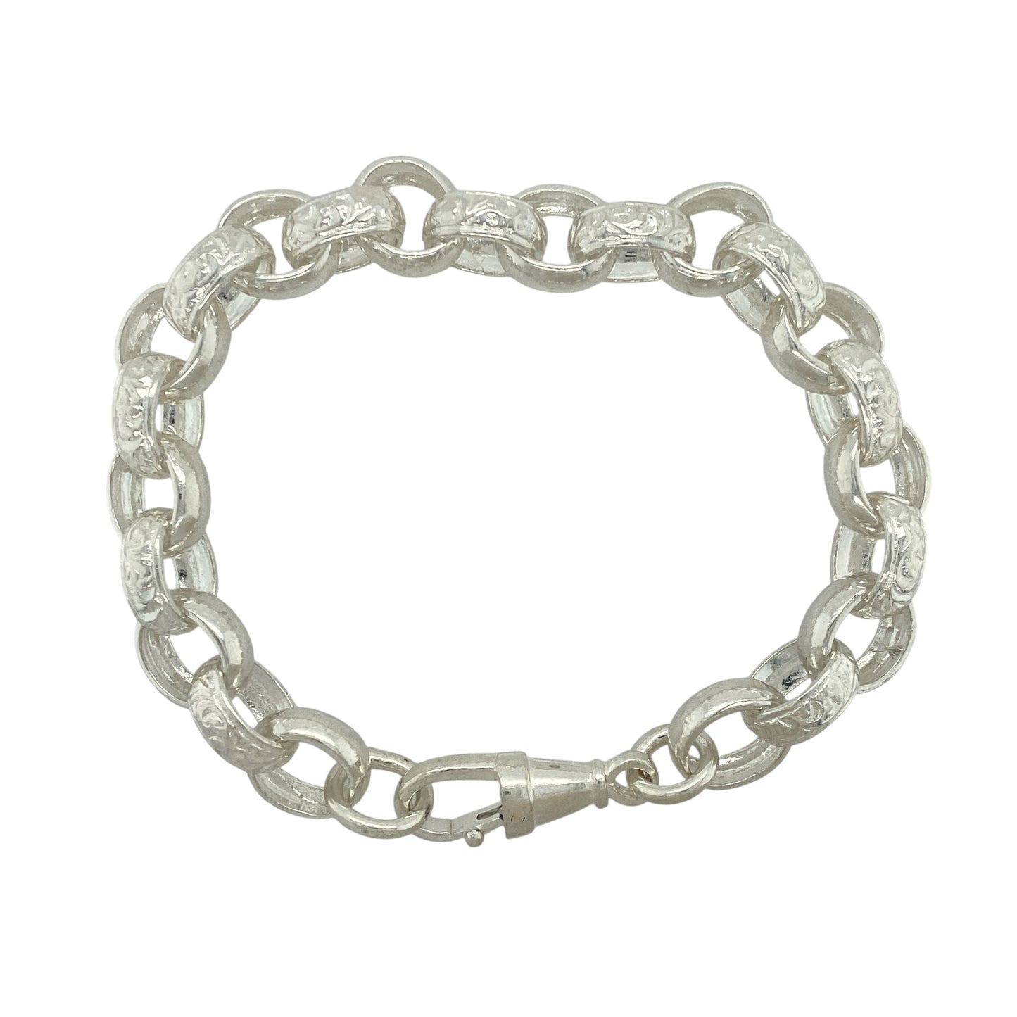 New 925 Silver 8.5" Patterned Belcher Bracelet