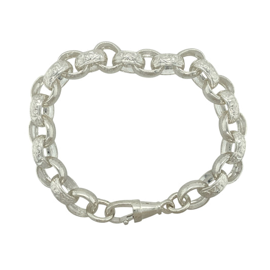 New 925 Silver 8.5" Patterned Belcher Bracelet