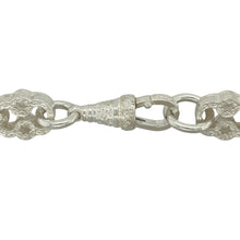 Load image into Gallery viewer, Stand out with this new 925 solid silver star and bar chain, a bold patterned design with substantial weight—perfect for statement wear and standout style.

Design: The chain features alternating star and bar patterned links, each measuring 12mm in width, creating a distinctive and eye-catching look.
Material: Made from solid 925 sterling silver, the polished finish ensures durability while enhancing the intricate detail.
