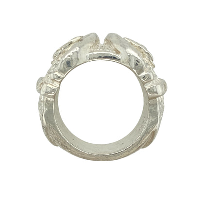 New 925 Solid Silver Double Buckle Ring