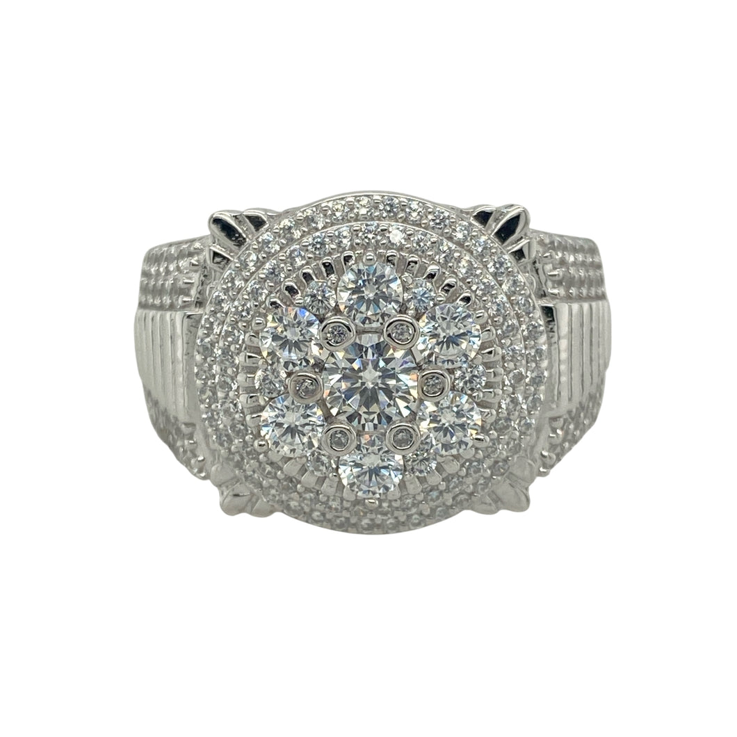 New 925 Silver & Cubic Zirconia Set Cluster Ring