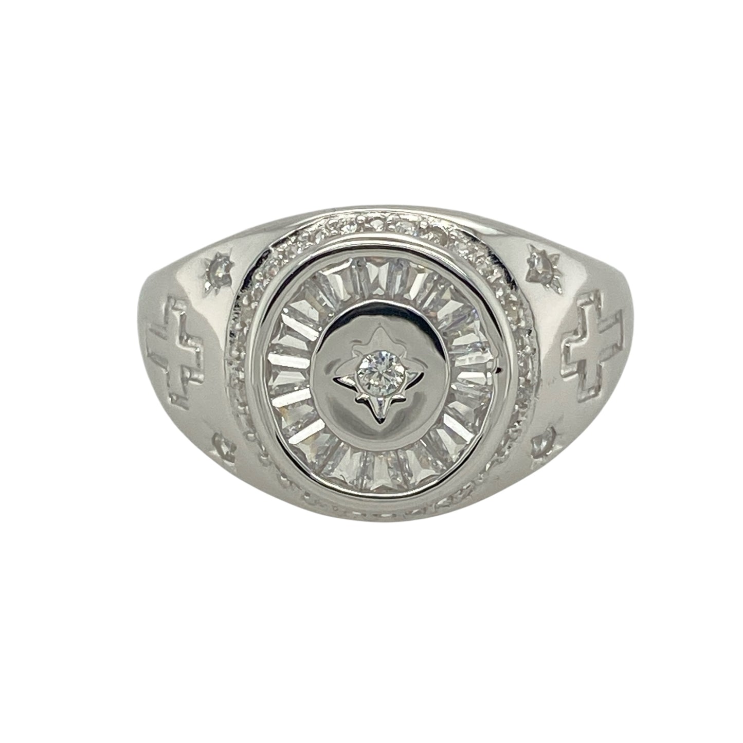 New 925 Silver & Cubic Zirconia Set Signet Ring