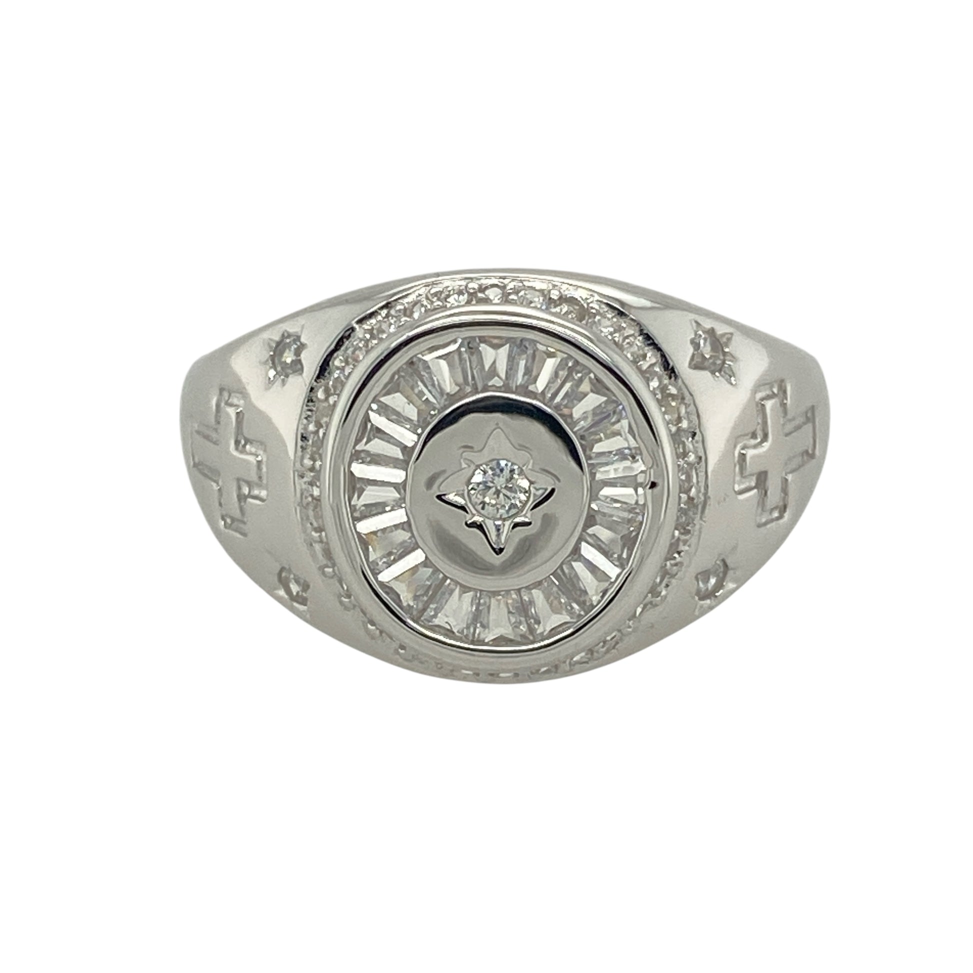 New 925 Silver & Cubic Zirconia Set Signet Ring