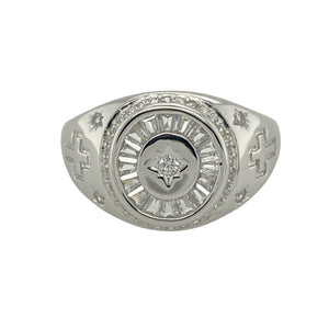 New 925 Silver & Cubic Zirconia Set Signet Ring
