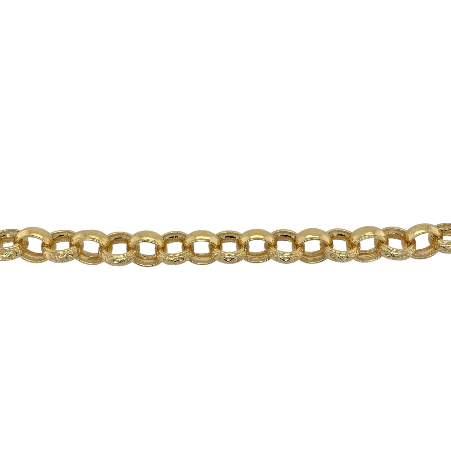 New Solid 925 Silver Heavily 9ct Gold Plated 7.5" Patterned Belcher Bracelet