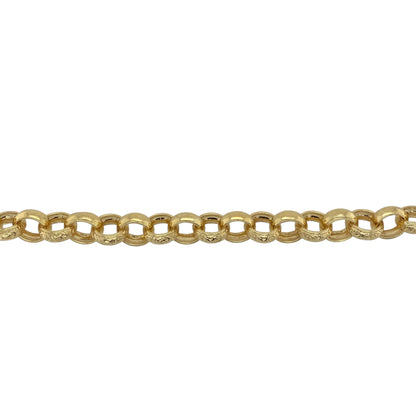 New Solid 925 Silver Heavily 9ct Gold Plated 7.5" Patterned Belcher Bracelet