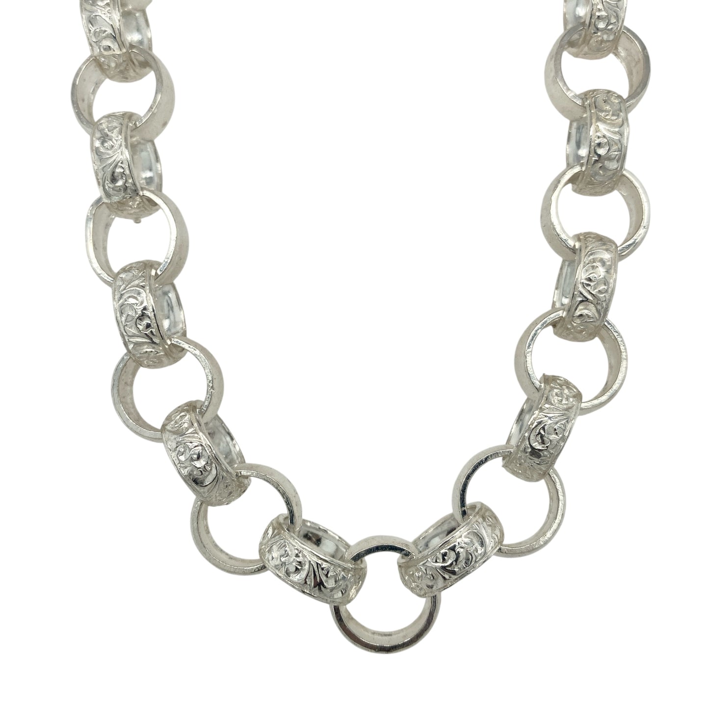 New 925 Solid Silver 24" Patterned Belcher Chain