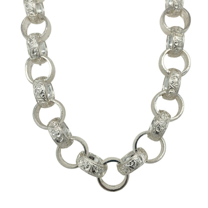 New 925 Solid Silver 24" Patterned Belcher Chain