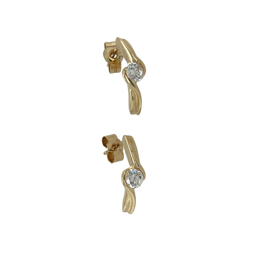 9ct Gold & Cubic Zirconia Set Twist Bar Stud Earrings