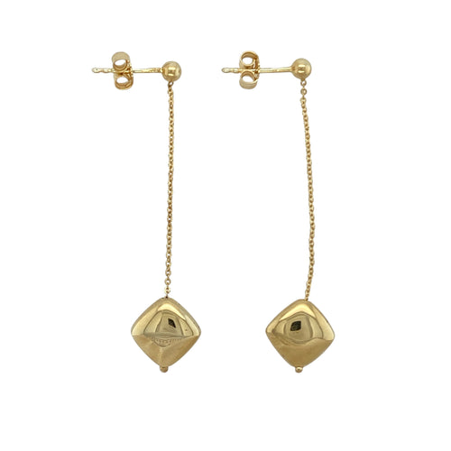9ct Gold Square Chain Drop Stud Earrings