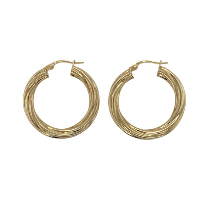 9ct Gold Twisted Hoop Creole Earrings