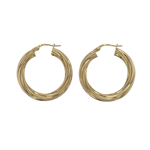 9ct Gold Twisted Hoop Creole Earrings