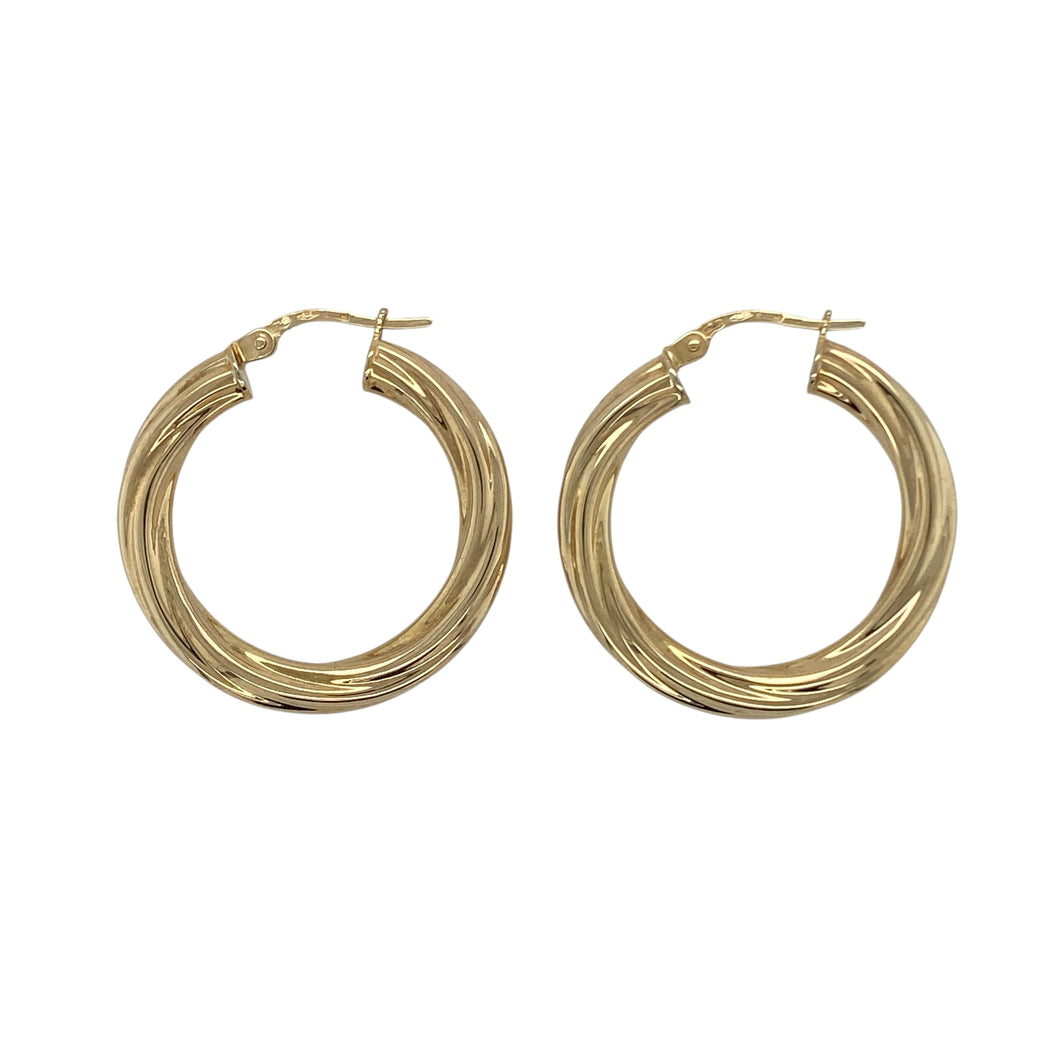 9ct Gold Twisted Hoop Creole Earrings