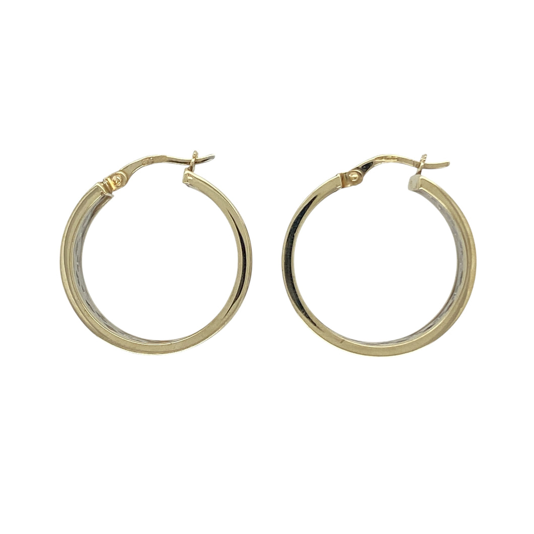 9ct Gold Open Weave Hoop Creole Earrings