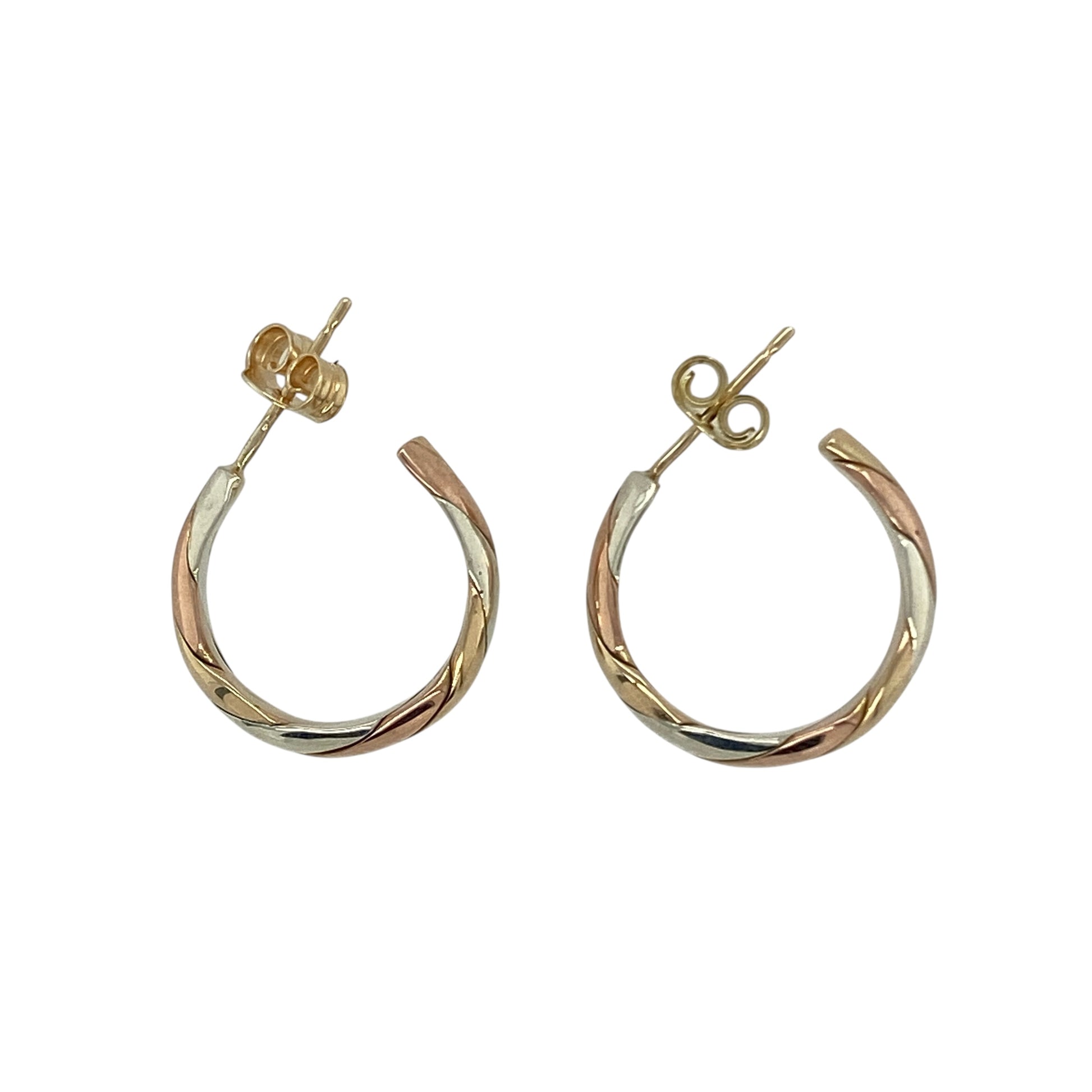 9ct Gold Twisted Half Hoop Stud Earrings