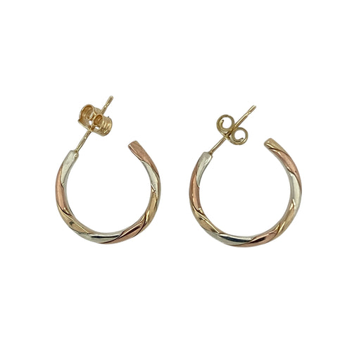 9ct Gold Twisted Half Hoop Stud Earrings