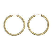 Load image into Gallery viewer, 9ct Gold Patterned Hollow Hoop Earrings
