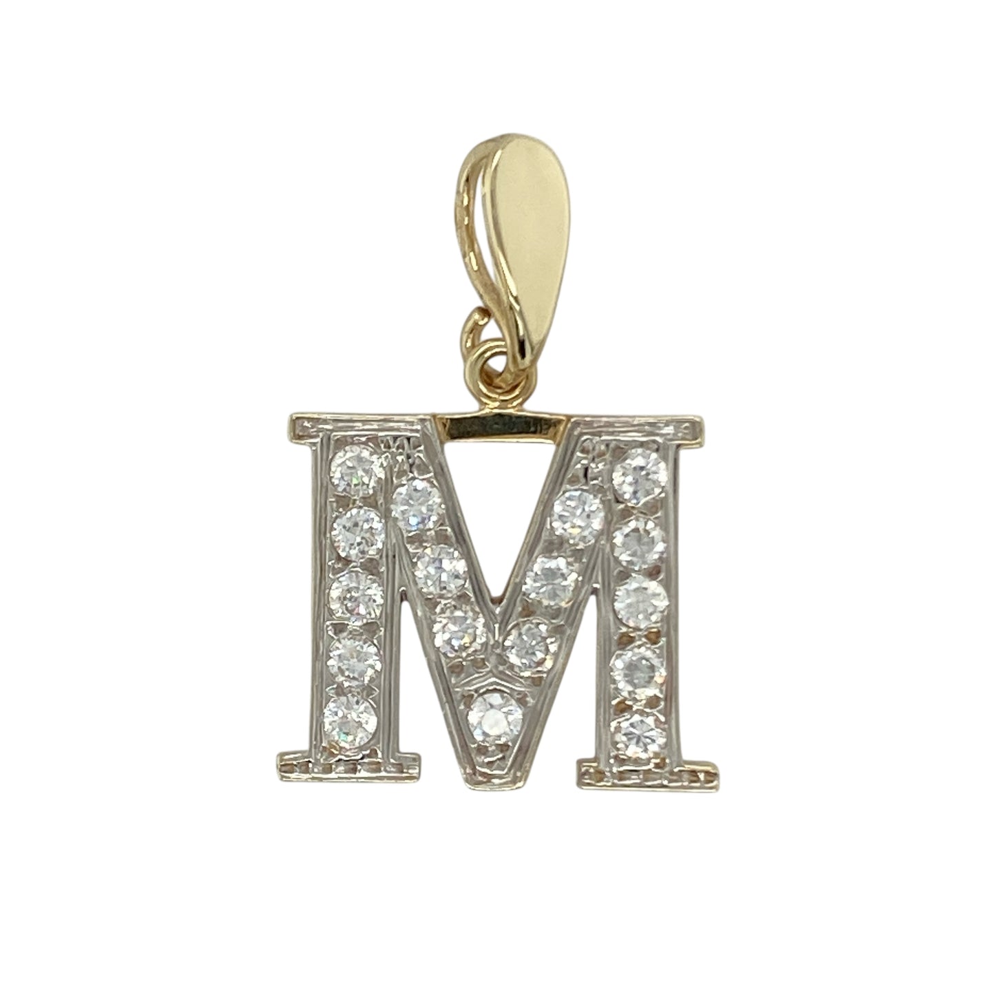 9ct Gold & Cubic Zirconia Set 'M' Initial Pendant