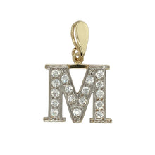 Load image into Gallery viewer, 9ct Gold &amp; Cubic Zirconia Set &#39;M&#39; Initial Pendant
