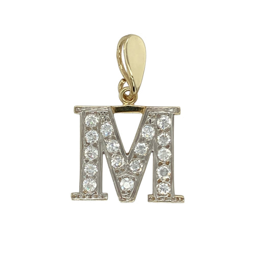 9ct Gold & Cubic Zirconia Set 'M' Initial Pendant