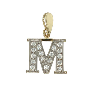 9ct Gold & Cubic Zirconia Set 'M' Initial Pendant