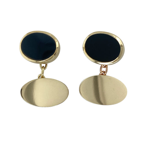 9ct Gold & Onyx Set Oval Cufflinks