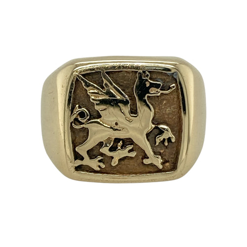 9ct Gold Welsh Dragon Signet Ring