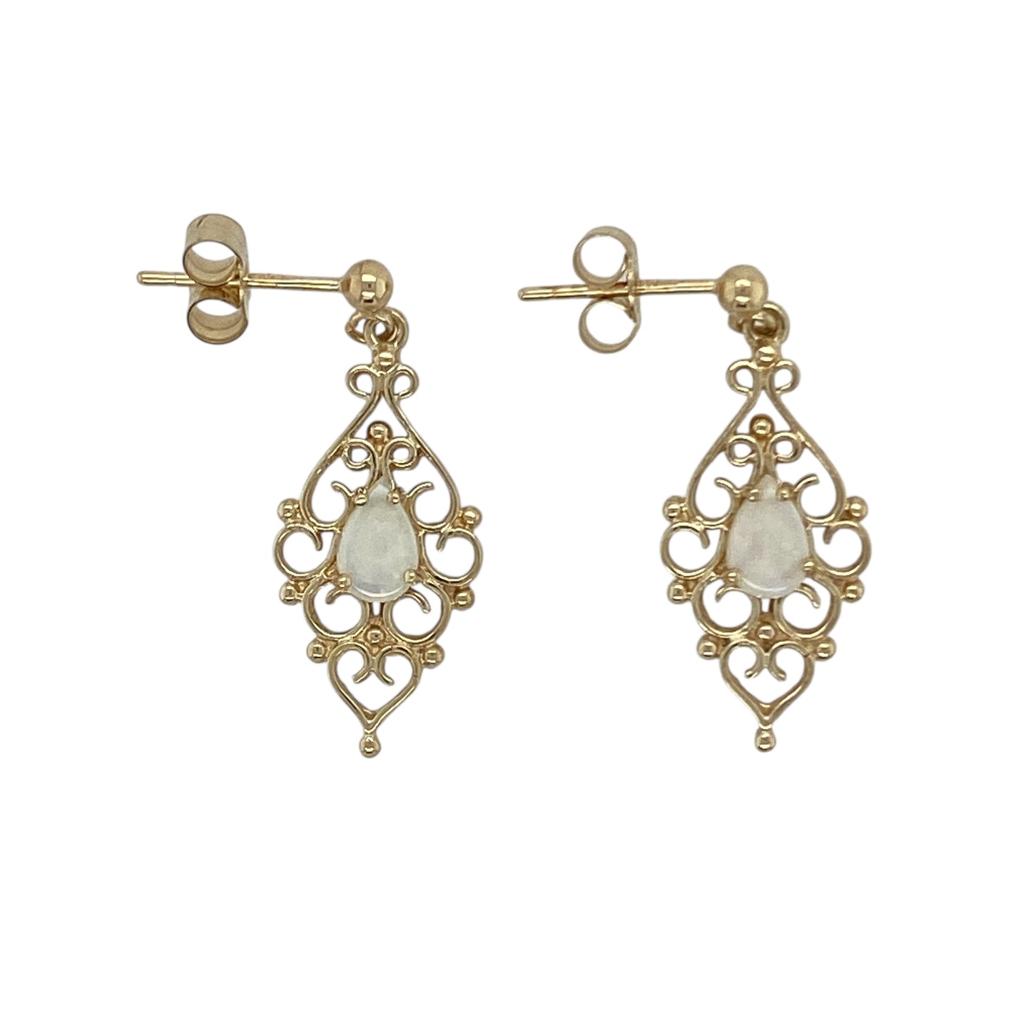 9ct Gold & Opalique Set Fancy Drop Earrings