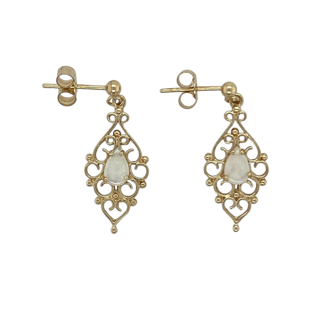 9ct Gold & Opalique Set Fancy Drop Earrings