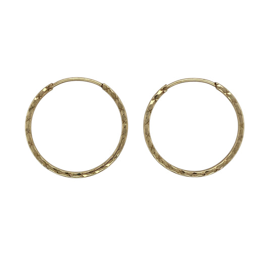 9ct Gold Patterned Hoop Earrings