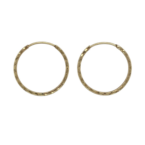 9ct Gold Patterned Hoop Earrings
