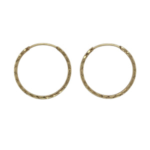 9ct Gold Patterned Hoop Earrings
