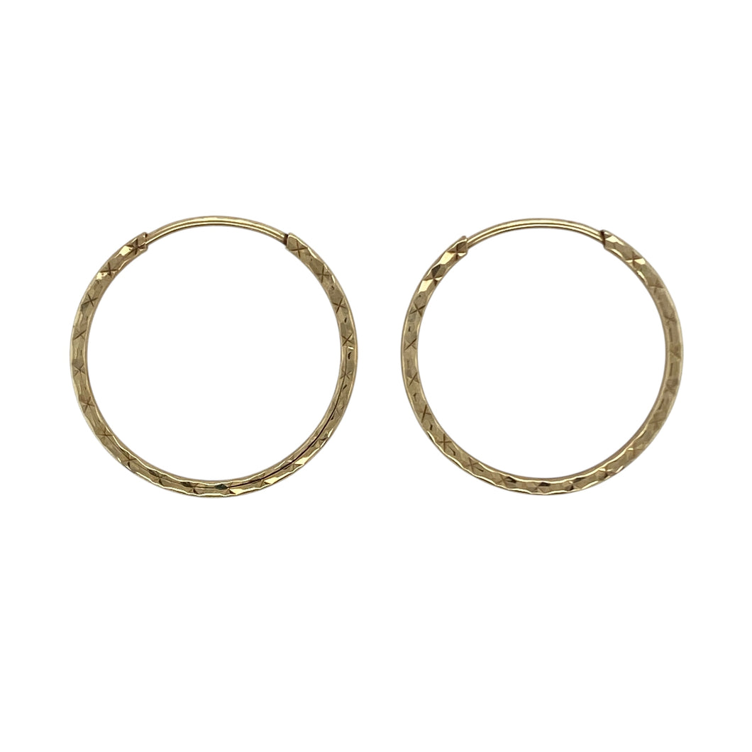 9ct Gold Patterned Hoop Earrings