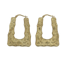 Load image into Gallery viewer, 9ct Gold Patterned Textured Handbag Creole Earrings
