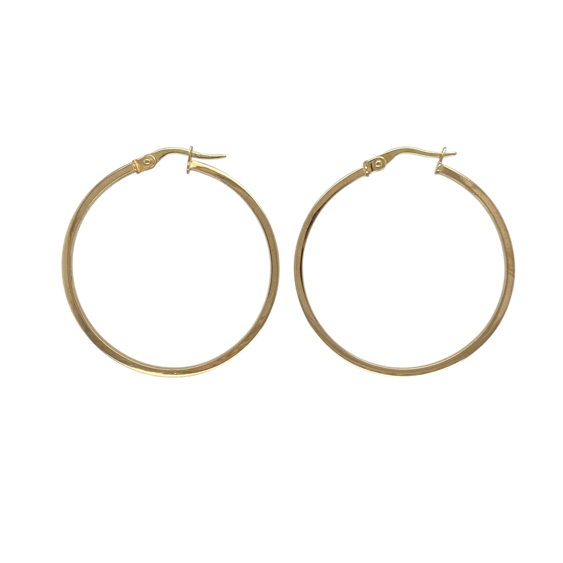 9ct Gold Flat Hoop Creole Earrings